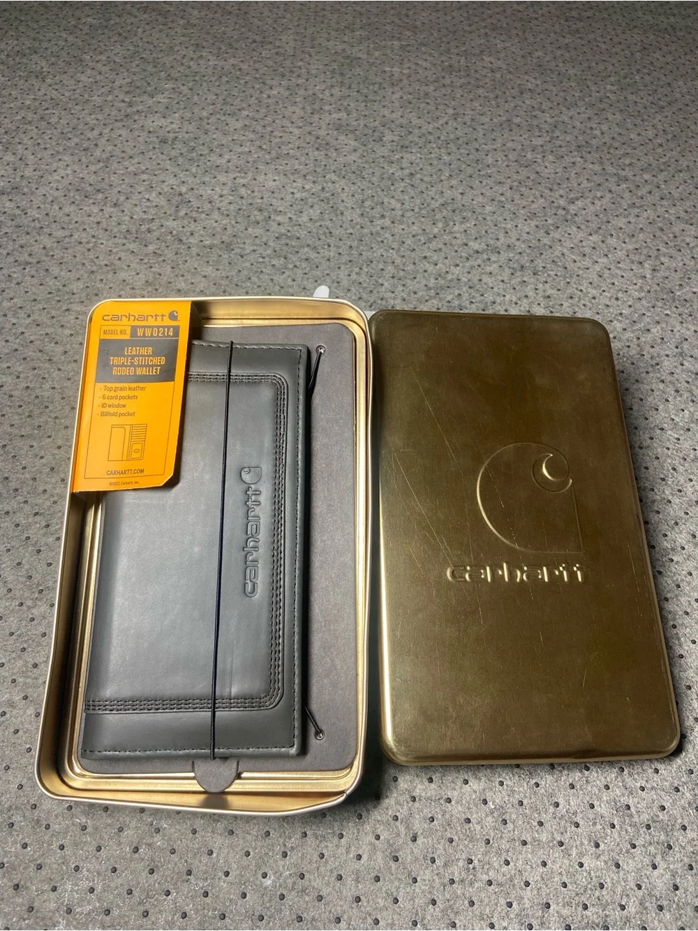 Carhartt Leather Triple-Stitched Rodeo Wallet Black WW0214 6 Card Pocket NWT